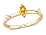 1/3 Carat (ctw) Marquise Madeira Citrine and White Topaz Ring in 10K Yellow Gold